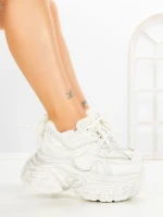 Pantofi Sport Dama cu Platforma 6668-3 WHITE | MEI