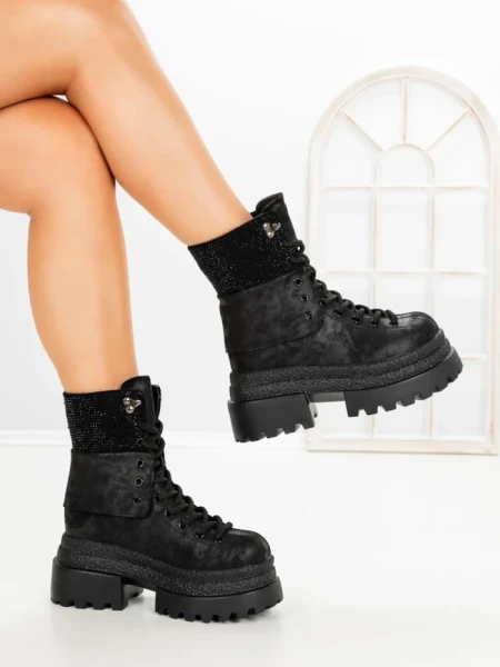 Ghete Dama cu Platforma 8505-3 BLACK | MEI