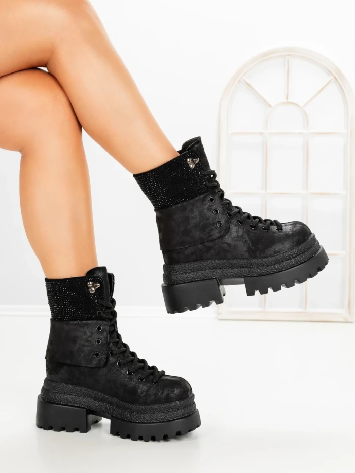 Ghete Dama cu Platforma 8505-3 BLACK | MEI