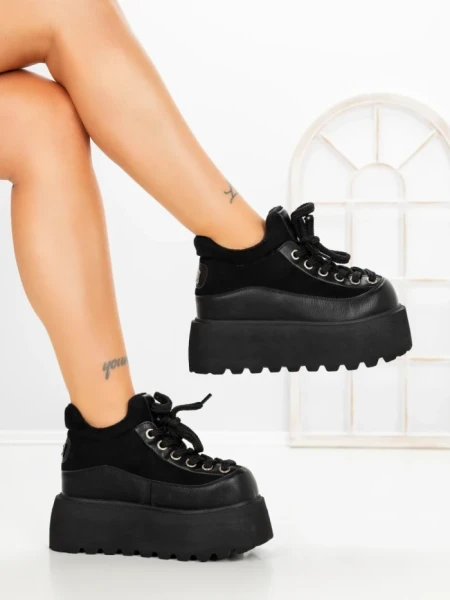 Ghete Dama cu Platforma 9018-1S BLACK | MEI