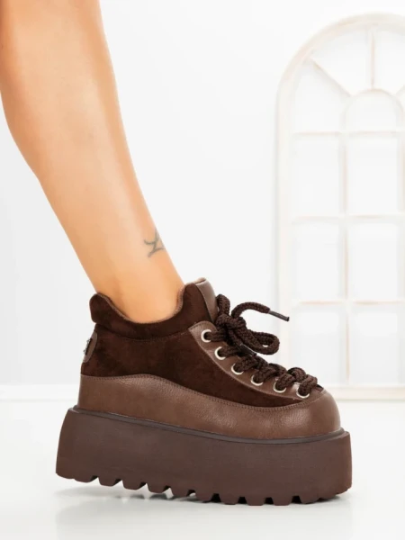Ghete Dama cu Platforma 9018-1S BROWN | MEI