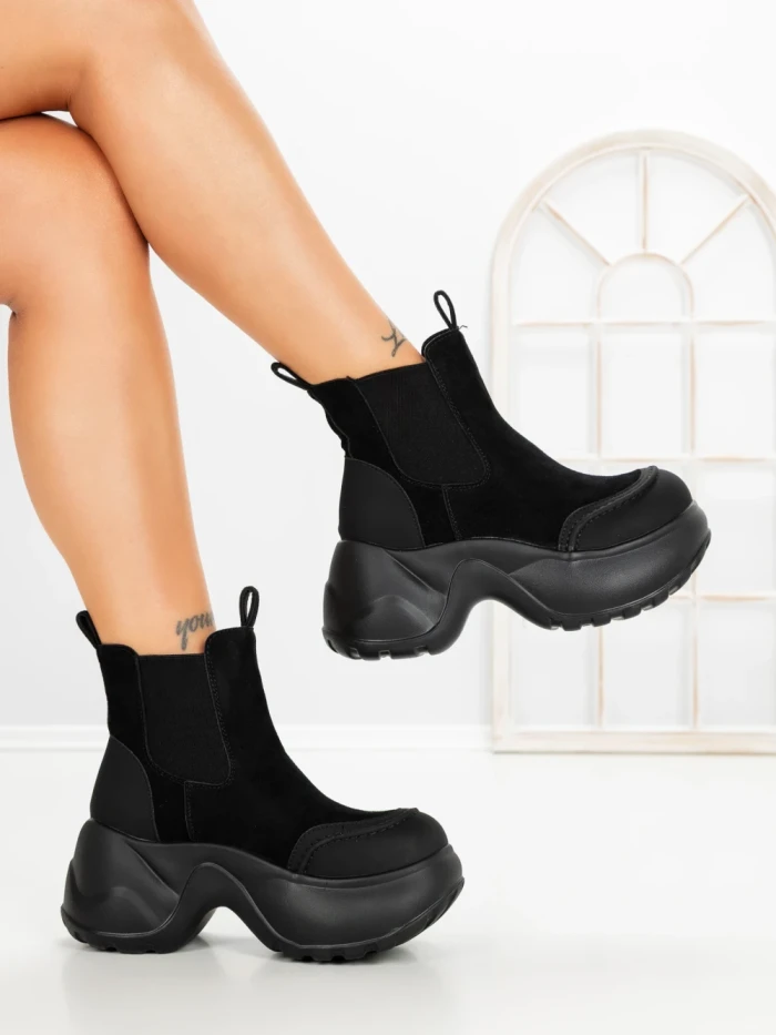 Ghete Dama cu Platforma 7780-30C BLACK | MEI
