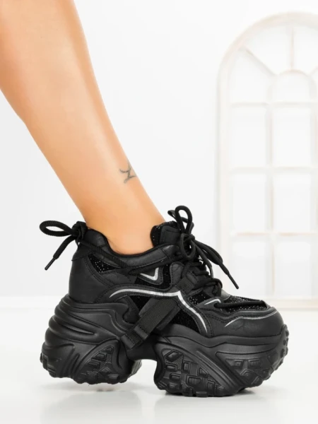 Pantofi Sport Dama cu Platforma 6166-273 BLACK | MEI