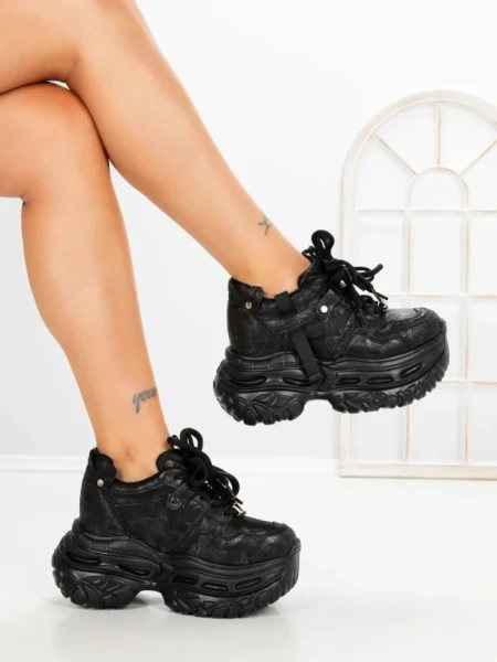 Pantofi Sport Dama cu Platforma 7917-116 BLACK | MEI