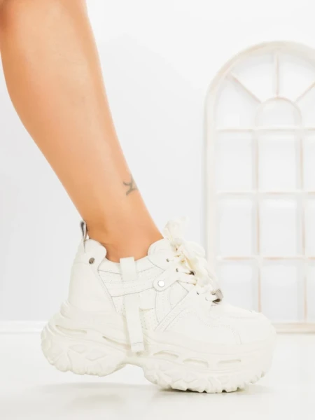 Pantofi Sport Dama cu Platforma 7917-116 WHITE | MEI