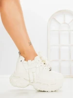 Pantofi Sport Dama cu Platforma 7917-116 WHITE | MEI