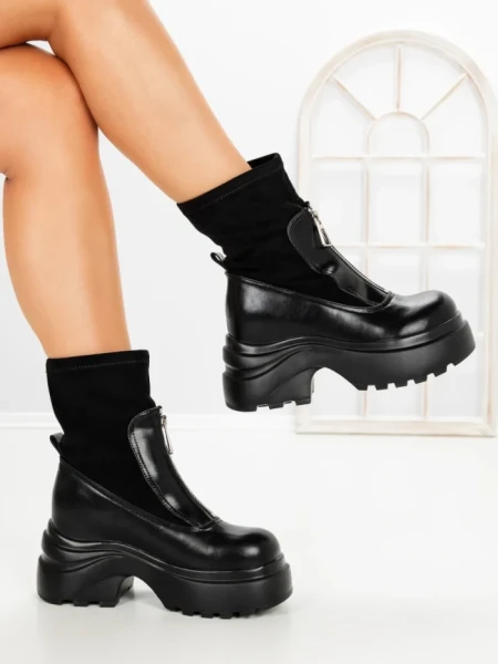 Ghete Dama cu Platforma 8502-1 BLACK | MEI