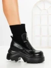 Ghete Dama cu Platforma 8502-1 BLACK | MEI