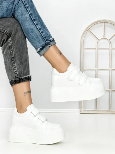 Pantofi Sport Dama cu Platforma 3621-5 WHITE | MEI