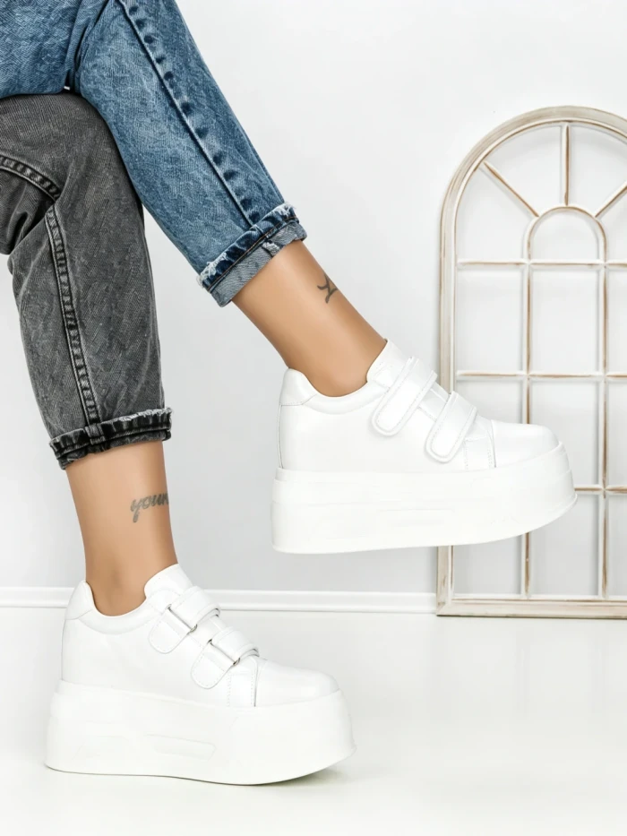 Pantofi Sport Dama cu Platforma 3621-5 WHITE | MEI