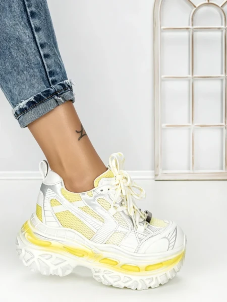 Pantofi Sport Dama cu Platforma 7917-129 YELLOW | MEI