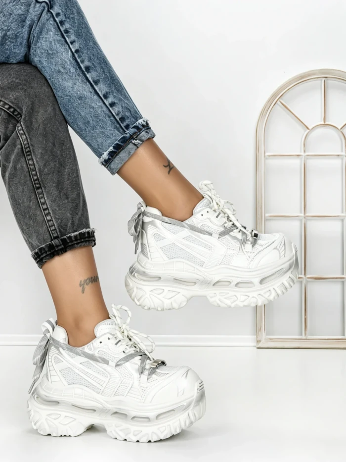 Pantofi Sport Dama cu Platforma 7917-129 SILVER | MEI