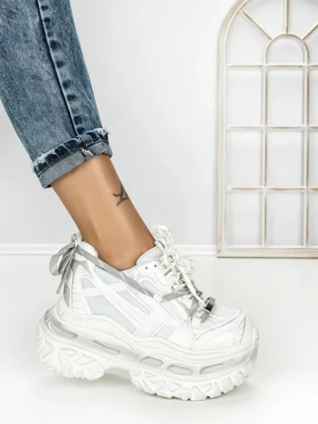 Pantofi Sport Dama cu Platforma 7917-129 SILVER | MEI