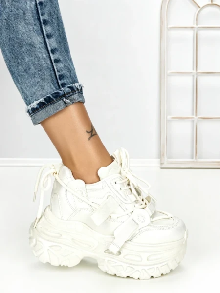 Pantofi Sport Dama cu Platforma 7917-278 WHITE | MEI