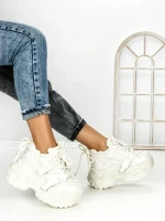 Pantofi Sport Dama cu Platforma 7917-278 WHITE | MEI