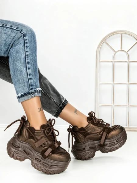 Pantofi Sport Dama cu Platforma 7917-278 BROWN | MEI