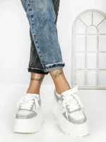 Pantofi Sport Dama cu Platforma 6208-7 SILVER | MEI