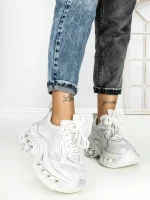 Pantofi Sport Dama cu Platforma 3607-1 WHITE | MEI