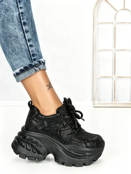 Pantofi Sport Dama cu Platforma 3605-8 BLACK | MEI