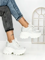 Pantofi Sport Dama cu Platforma 3605-8 WHITE | MEI