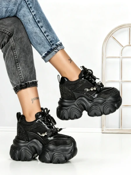 Pantofi Sport Dama cu Platforma 569-18 BLACK | MEI
