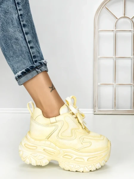 Pantofi Sport Dama cu Platforma 7917-121 YELLOW | MEI