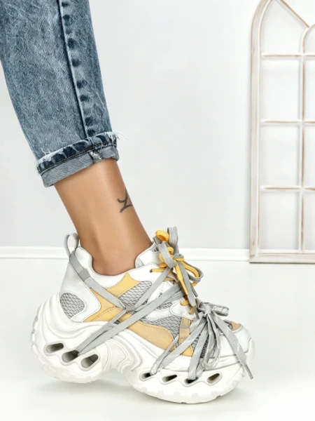 Pantofi Sport Dama cu Platforma 3616 YELLOW | MEI