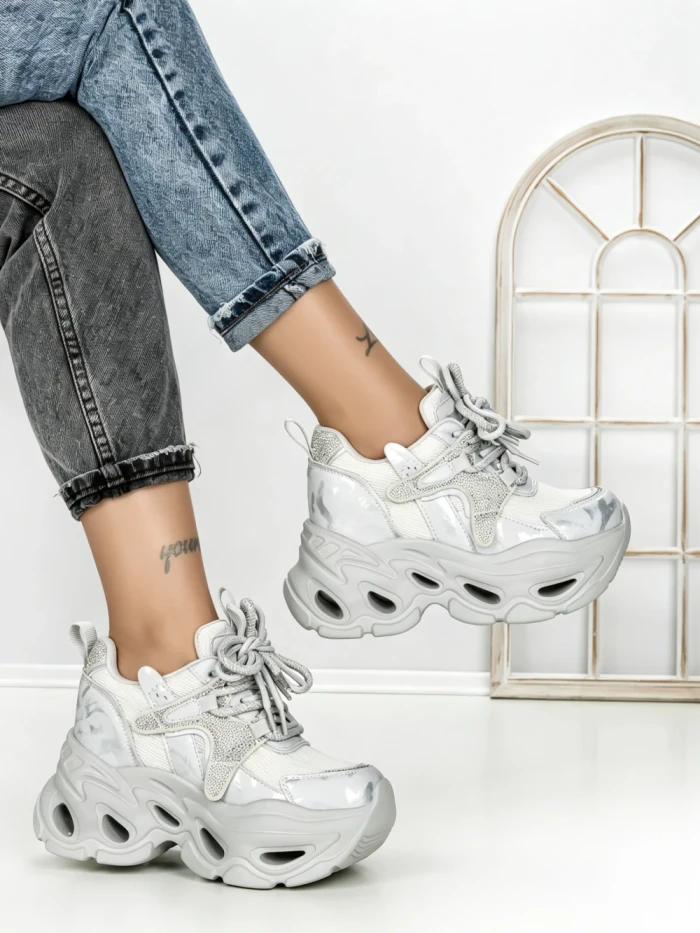 Pantofi Sport Dama cu Platforma 3606 GREY | MEI