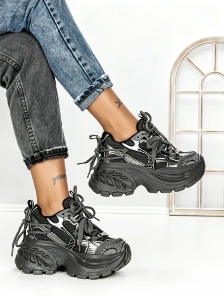 Pantofi Sport Dama cu Platforma 3605 GREY | MEI