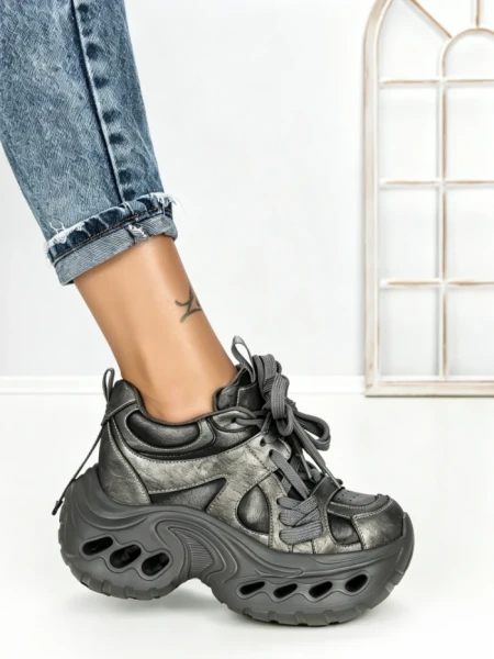 Pantofi Sport Dama cu Platforma 3607 GUNCOLOR-GREY | MEI