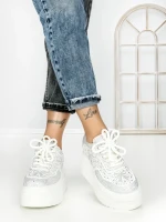 Pantofi Sport Dama cu Platforma 6520 WHITE | MEI