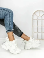 Pantofi Sport Dama cu Platforma 3605-13 WHITE | MEI