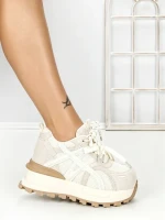 Pantofi Sport Dama din piele naturala 3651 BEIGE | PANTOFUL