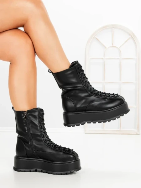 Ghete Dama cu Platforma 3AL77 BLACK | MEI