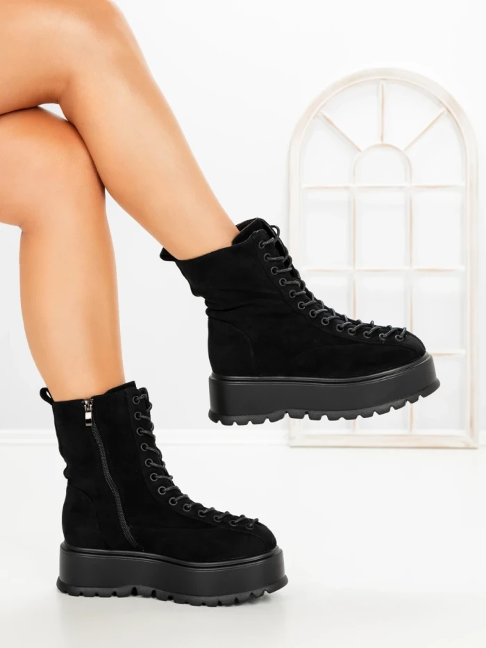 Ghete Dama cu Platforma 3AL77 BLACK | MEI