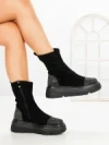 Ghete Dama cu Platforma 5AH66 BLACK-GUNCOLOR | MEI