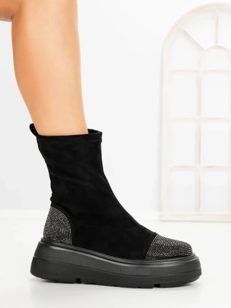 Ghete Dama cu Platforma 5AH66 BLACK-GUNCOLOR | MEI