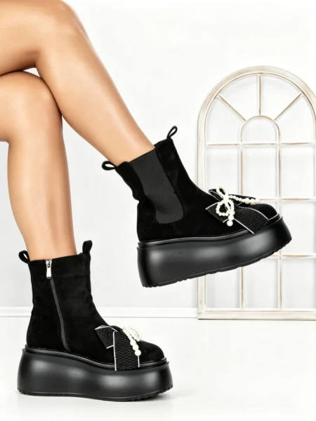 Ghete Dama cu Platforma 56WL9 BLACK | MEI