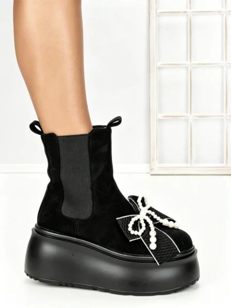 Ghete Dama cu Platforma 56WL9 BLACK | MEI