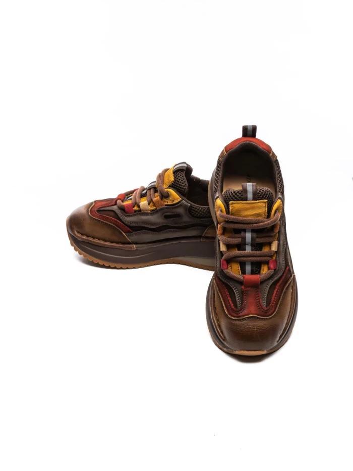 Pantofi Sport Dama din piele naturala A006-1 BROWN-RED | ADVANCER