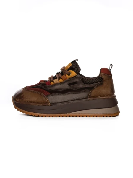 Pantofi Sport Dama din piele naturala A006-1 BROWN-RED | ADVANCER