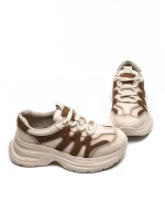 Pantofi Sport Dama din piele naturala 8895-2 CREAM-BROWN | ADVANCER