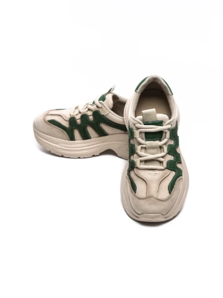 Pantofi Sport Dama din piele naturala 8895-2 CREAM-GREEN | ADVANCER