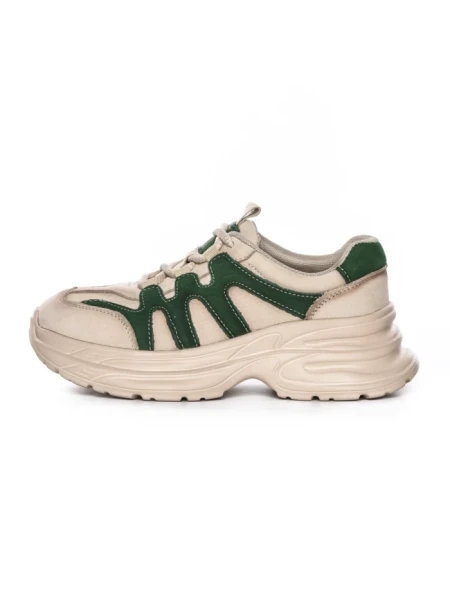 Pantofi Sport Dama din piele naturala 8895-2 CREAM-GREEN | ADVANCER