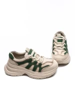Pantofi Sport Dama din piele naturala 8895-2 CREAM-GREEN | ADVANCER