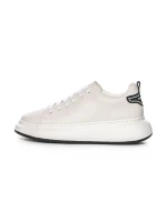 Pantofi Sport Barbati din piele naturala 51191 Alb-Neg... » MeiShop.Ro