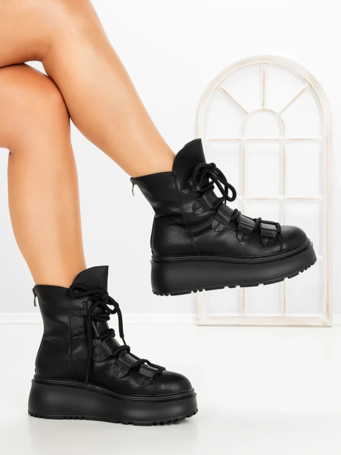 Ghete Dama cu Platforma 6ZP13 BLACK | MEI