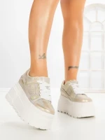 Pantofi Sport Dama cu Platforma 6208-9 CHAMPAGNE | MEI
