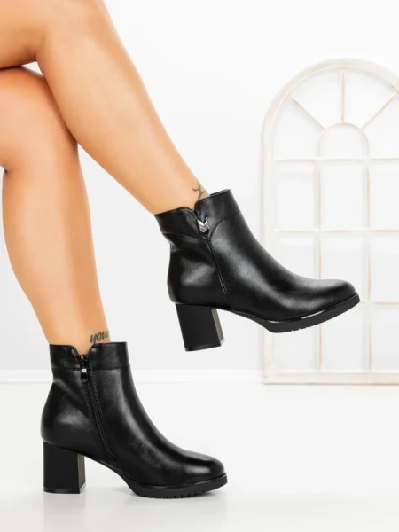 Botine cu Toc Gros 6AH33 BLACK | MEI