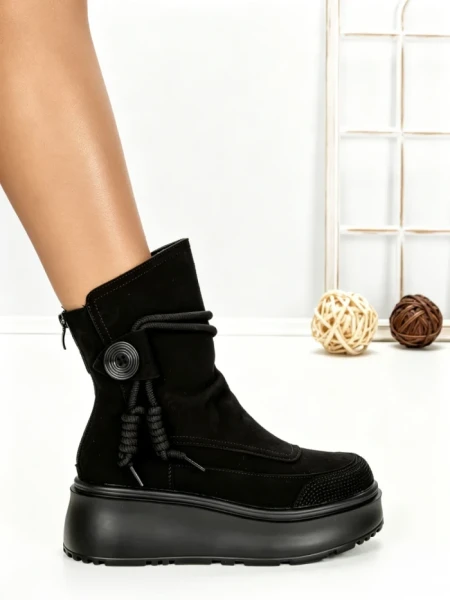 Ghete Dama din piele naturala 6ZP10 BLACK | PANTOFUL